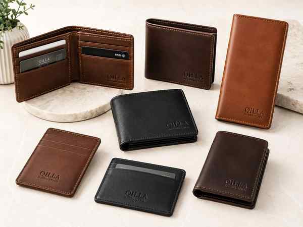 Qilla International leather wallets — bifold, trifold and card holders